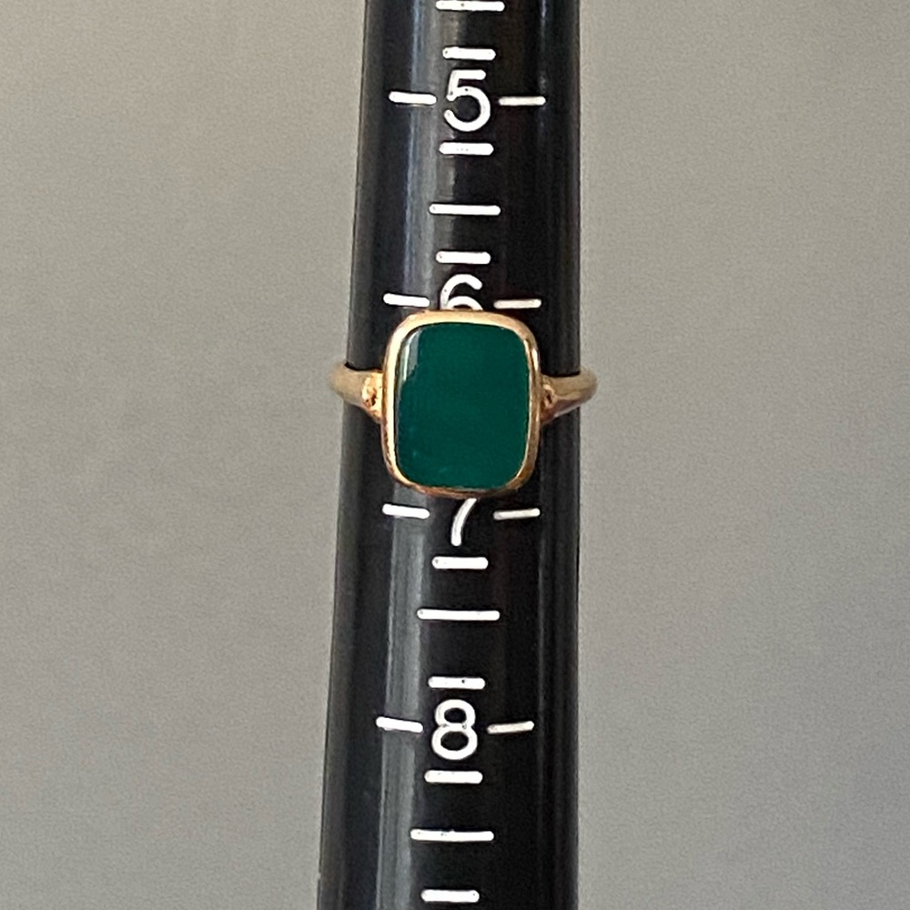 GORGEOUS 9k Gold & Green Agate Victorian Ring 6.5 - Picture 5 of 5